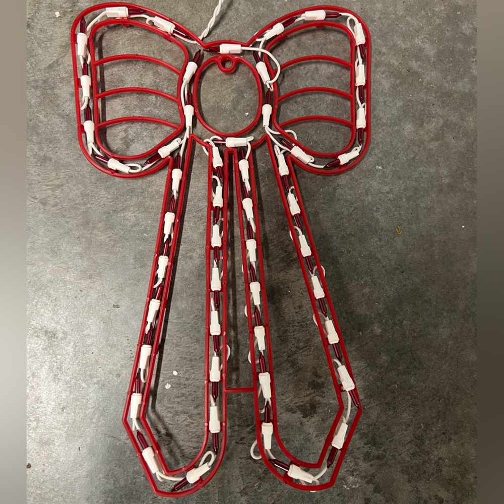 RARE Vintage 10 pack Christmas Ribbon Plastic Lighted Christmas Decoration 18”